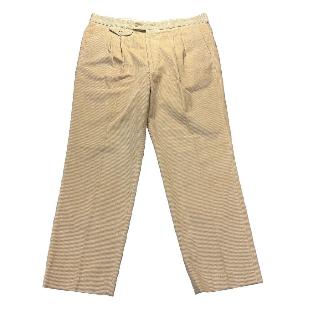 Vintage Orvis Corduroy Pants Mens 38x31‎ Pleated Flap Pockets Beige Beige TAG-42